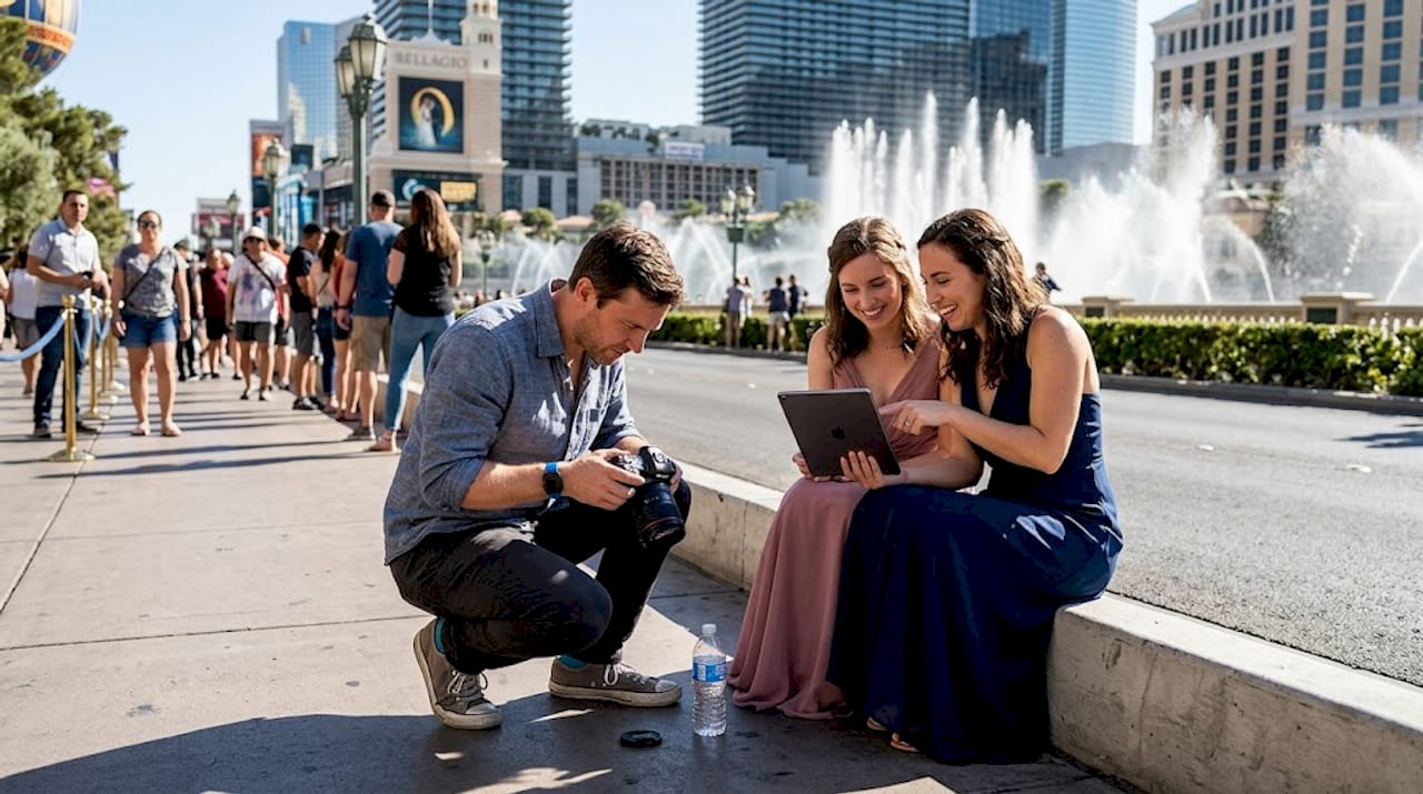 Wedding photographer at Bellagio Fountains Las Vegas