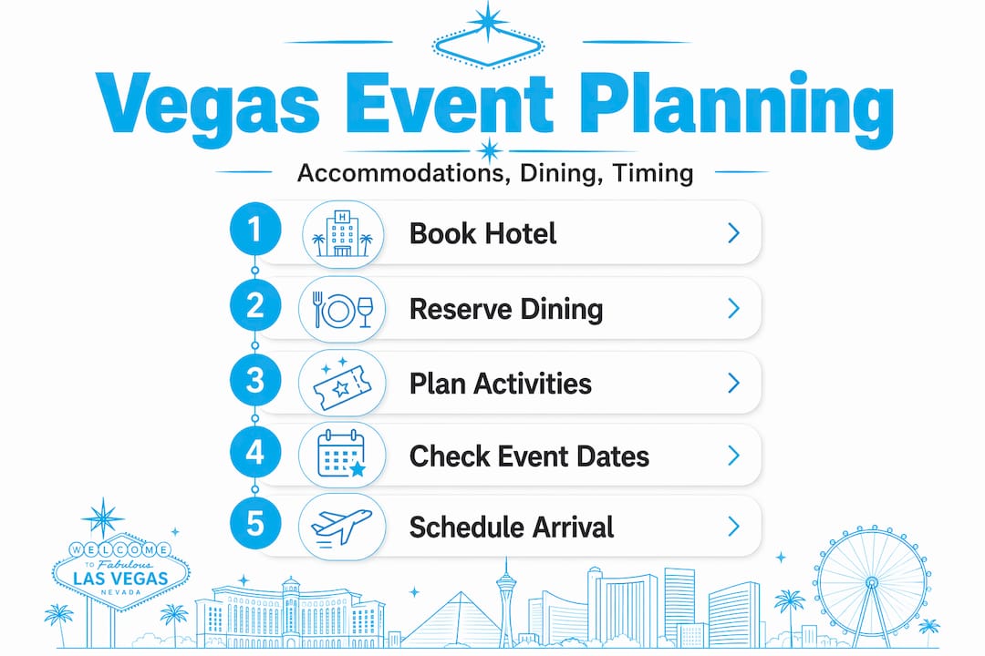 Infographic showing Vegas planning steps flow