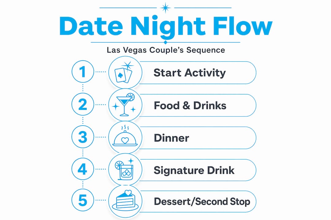 Infographic showing Las Vegas date night workflow steps