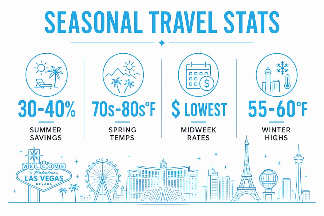 Infographic showing Las Vegas seasonal travel statistics