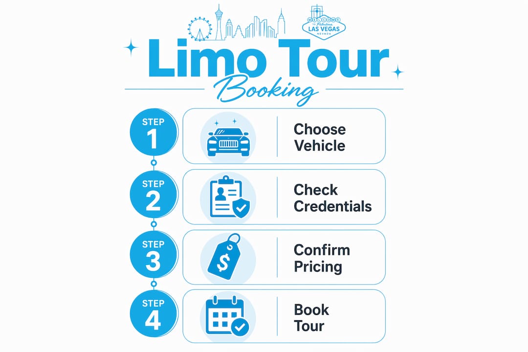 Infographic illustrating limo tour booking steps