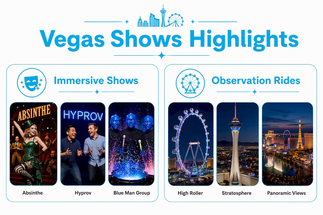 Infographic comparing immersive shows and observation rides