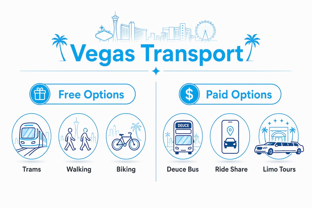 Infographic comparing free and paid Vegas sightseeing transport