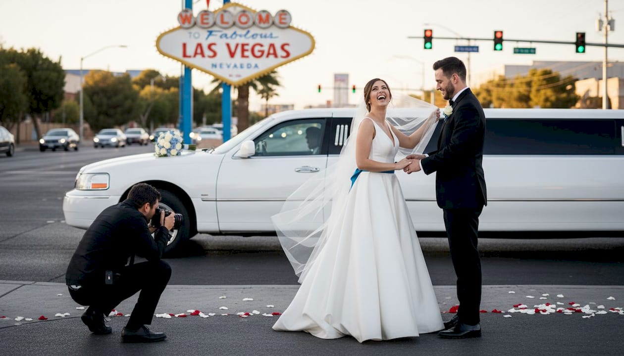 How to plan a luxury Vegas wedding photo session with limo